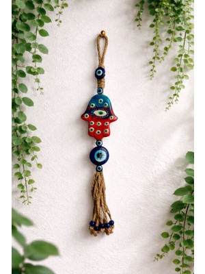 Home Nazar Boncuklu Fatma Eli Duvar Süsü | El Yapımı Bohem Dekor