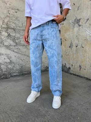 Difransel Jeans Erkek Urban Style Lazer Baskılı Baggy Jean
