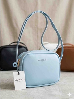 Colorshere Mavi Minimalist Tasarım Fermuarlı Kadın Çapraz Çanta