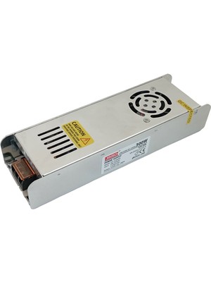 Jinbo 300W 24V 12.5A IP20 Slim Metal Kasa Iç Mekan Şerit LED Trafo – 3 Yıl Garantili (JLV-24300KS)