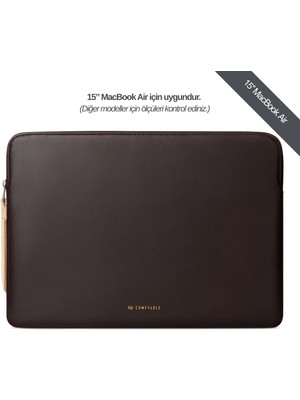 Comfyable Suya Dayanıklı 15" MacBook Air/Pro Laptop Kılıfı - M5/M4/M3/M2/M1 Uyumlu - Çikolata