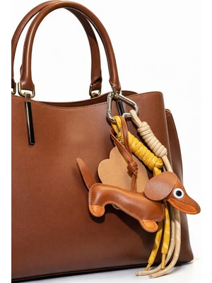 Home Sevimli Köpek Figürlü Deri Çanta Charmı-Premium Tasarım Anahtarlık