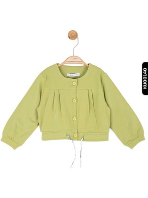 Nk Kids Düğmeli Yakalı Bomber Kalıplı Düz Renki Kız Çocuk Hırka 9AY-4 Yaş 36619