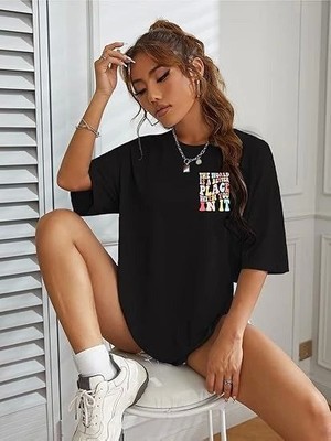 Aesco Bisiklet Yaka Baskılı T-Shirt - Siyah