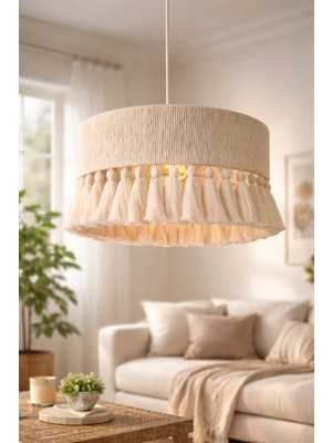 Yutedekor Bohem Makrome Avize – Salon, Yatak Odası, Çocuk Odası, Kafe & Restoran Aydınlatma - 35 cm