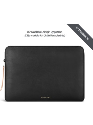 Comfyable Suya Dayanıklı Macbook Air 15" Laptop Kılıfı -  M5/M4/M3/M2/M1 Uyumlu - Siyah