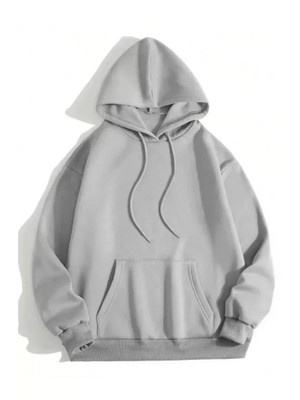 Aesco 3 Iplik Pamuklu Unisex Kapşonlu Sweetshirt - Gri