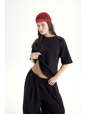 Mai Bruges Oversize Siyah T-Shirt Eşofman Takım