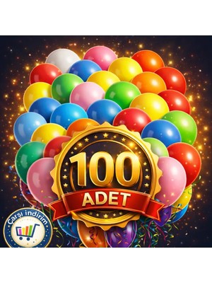 Nistabolje Renkli Balon 100'LÜ Karışık Renk Parti Doğum Günü Kutlama Özel Günler