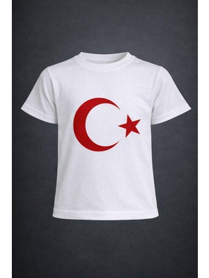 Dıgıl Kids Çocuk Bayrak Tişört Kırmızı Beyaz Penye Ay Yıldız