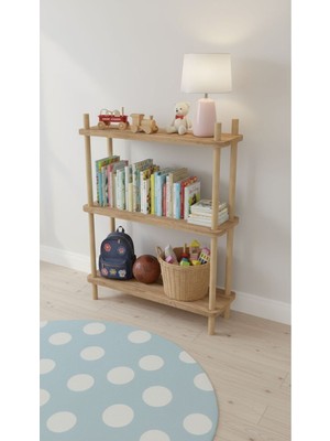Macco Mobilya 3 Katlı Dikdörtgen Ahşap Çevir Kur Kitaplık - Çok Amaçlı Dekoratif Raf, Düzenleyici