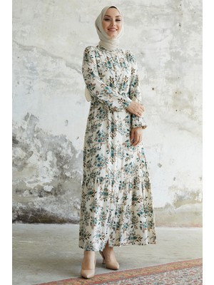 inStyle Evesya Tünel Bağcıklı Viskon Elbise - Mint