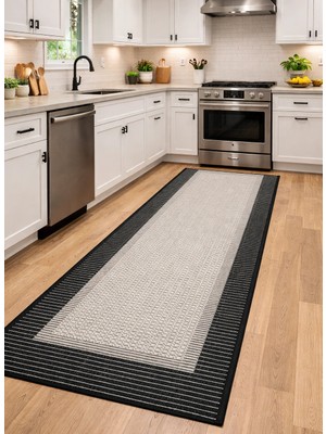 Filizon Mess Modern Dekoratif Yumuşak Dokulu Sisal Halı 3945 Gri Siyah