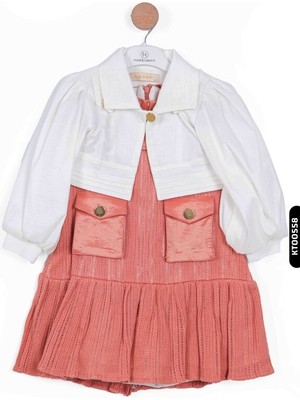 NASR GRUB Cepli Ajurlu Bebe Yakalı Balon Kollu Fırfırlı 2li Kız Çocuk Elbise 3-6 Yaş 2508