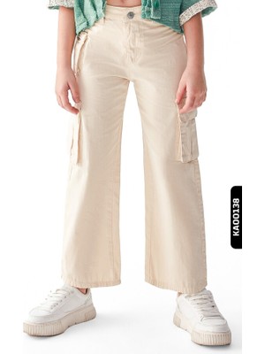 Nk Kids Kargo Cepli Kemerli Geniş Paçalı Kız Çocuk Pantolon 8-14 Yaş 56701