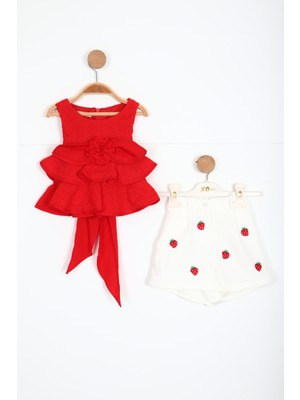 Top Teens Kız Çocuk Şort Alt Üst Takım 2-5 Yaş 5898