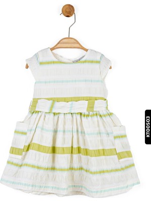 Nk Kids Renk Şeritli Kuşaklı Kolsuz Çift Cepli Kız Çocuk Elbise 9 Ay - 4 Yaş 76603