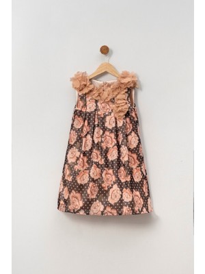 Damasqino Kız Çocuk Elbise 4-8 Yaş 7013