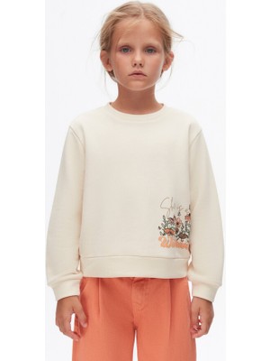 Nk Kids Çiçek Desenli Uzun Kollu Kız Çocuk Sweatshirt 4-8 Yaş 37516