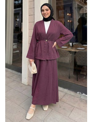 inStyle Şal Yaka Gold Düğmeli Bordo Takım