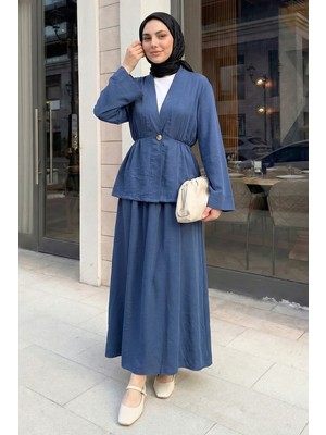 inStyle Şal Yaka Gold Düğmeli Indigo Takım