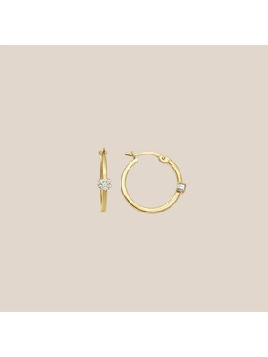 Altıntaş Halkada Taşlı Papatya Altın Küpe