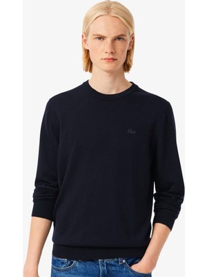 Lacoste Men's Regular Fit Crew Neck Merino Wool Sweater Bisiklet Yaka Merino Yünlü Kazak Lacivert