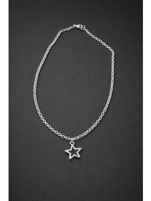 Crystal Atelier Kadın Yıldız Kolye Gümüş Renk Çelik Zincir – Minimal Zarif Boyun Kolyesi Günlük Kullanım & Hediye Takı