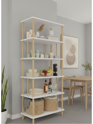 Macco Mobilya 6 Katlı Çok Amaçlı Çevir Kur Mutfak Rafı - Erzak Düzenleyici Raf Ünitesi, Organizer