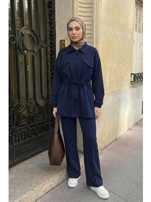 inStyle Büzgülü Bağcıklı Lacivert Ikili Takım