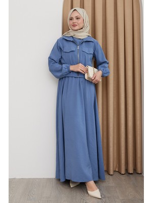 inStyle Ceketli Fermuarlı Elbise Indigo