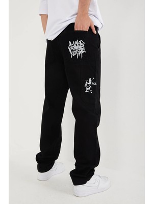 Difransel Jeans Erkek Cep Detaylı Baskılı Baggy Pantolon