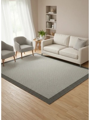 Filizon Mess Modern Dekoratif Yumuşak Dokulu Sisal Halı 3946 Gri Antrasit
