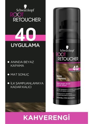 Schwarzkopf Root Retoucher Kahverengi Anında Beyaz Kapatma Sprey Saç Boyası 120 ML Mat Sonuç