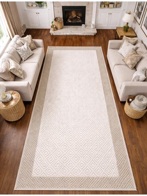 Filizon Mess Modern Dekoratif Yumuşak Dokulu Sisal Halı 3946 Krem Vizon
