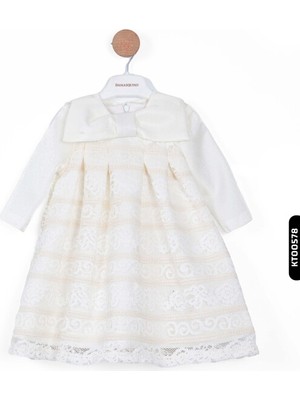 Damasqino A-Line Kalıplı Kurdule ve Dantel File Detaylı Tüllü Kız Çocuk Elbise 1-4 Yaş 10009