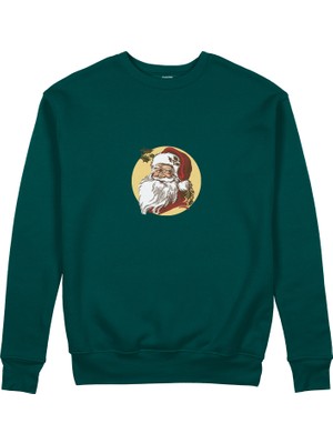 The Lucid Lab Vintage Santa Portrait Sweatshirt - Koyu Yeşil