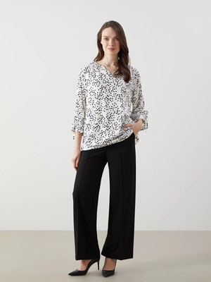 Lc Waikiki Yeni Sezon V Yaka Baskılı Fırfırlı Kadın Bluz