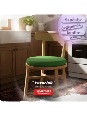 Xpermate Yuvarlak Sandalye Minderi Bağcıklı Yıkanabilir Sünger Minder Su Yağ İtici Mutfak Balkon Bahçe Tabure Minderi 40 cm