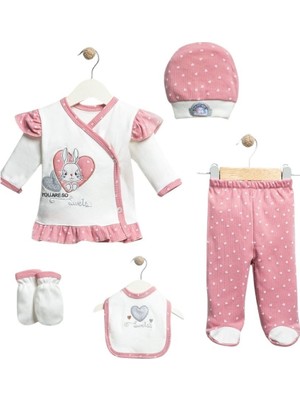 Mcg 5 Li Concon Fistolu Tavşan Desenli Lüks Zıbın Takımı - 1-3 Ay Kız Bebek
