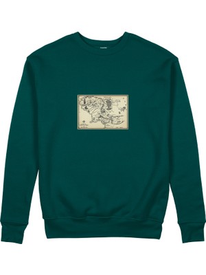 The Lucid Lab Yüzüklerin Efendisi Orta Dünya Haritası - Lord Of The Rings Sweatshirt - Koyu Yeşil