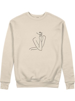 The Lucid Lab Women / Kadın Silüeti Sweatshirt - Bej