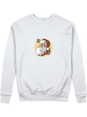 The Lucid Lab Vintage Santa Portrait Sweatshirt - Beyaz