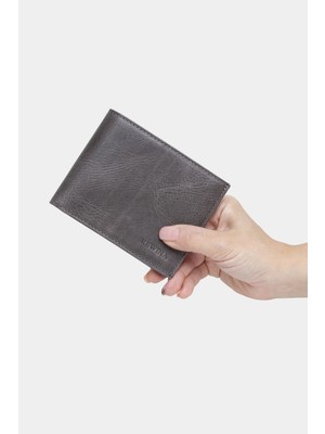 Massarelli Rewina x Hakiki Deri Erkek Cüzdan Kartlık ve Para Bölmeli Gri MCZ9113