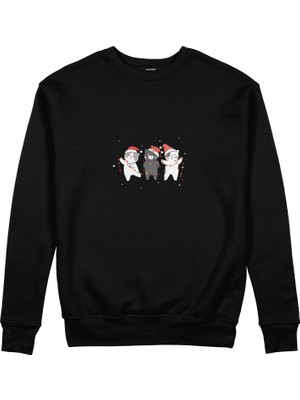 The Lucid Lab Tangled Christmas Cats Sweatshirt - Siyah