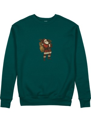The Lucid Lab Vintage Santa Sweatshirt - Koyu Yeşil