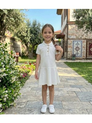 Marka Polo Yaka Kız Çocuk Örme Elbise