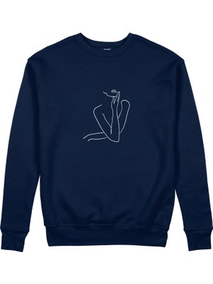 The Lucid Lab Women / Kadın Silüeti Sweatshirt -Lacivert
