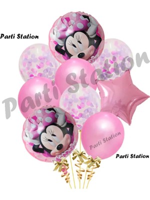 Parti Station Minnie Mouse Balon Set Minnie Mouse Doğum Günü Konsept Parti Balon Set