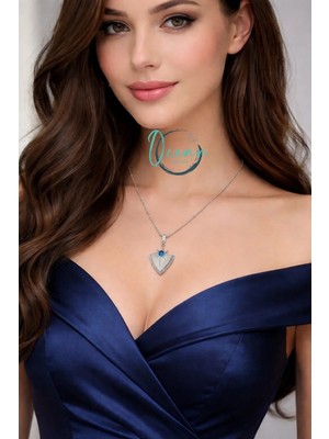 Oceandesign Gümüş Renk Nazarlı Kalkan Kolye | 45 cm Paslanmaz Çelik Zincir, Kadın Kolye